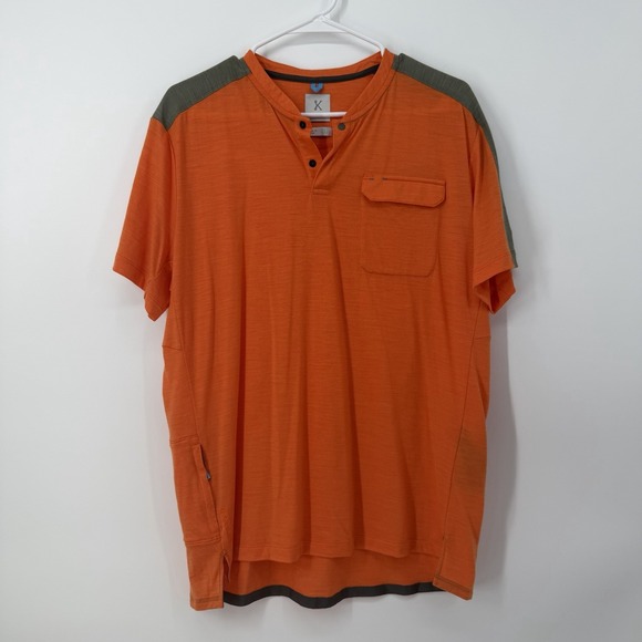 Kitsbow Other - Kitsbow Mens Peformance Cycling Henley Orange Gray T Shirt Size XL Wool